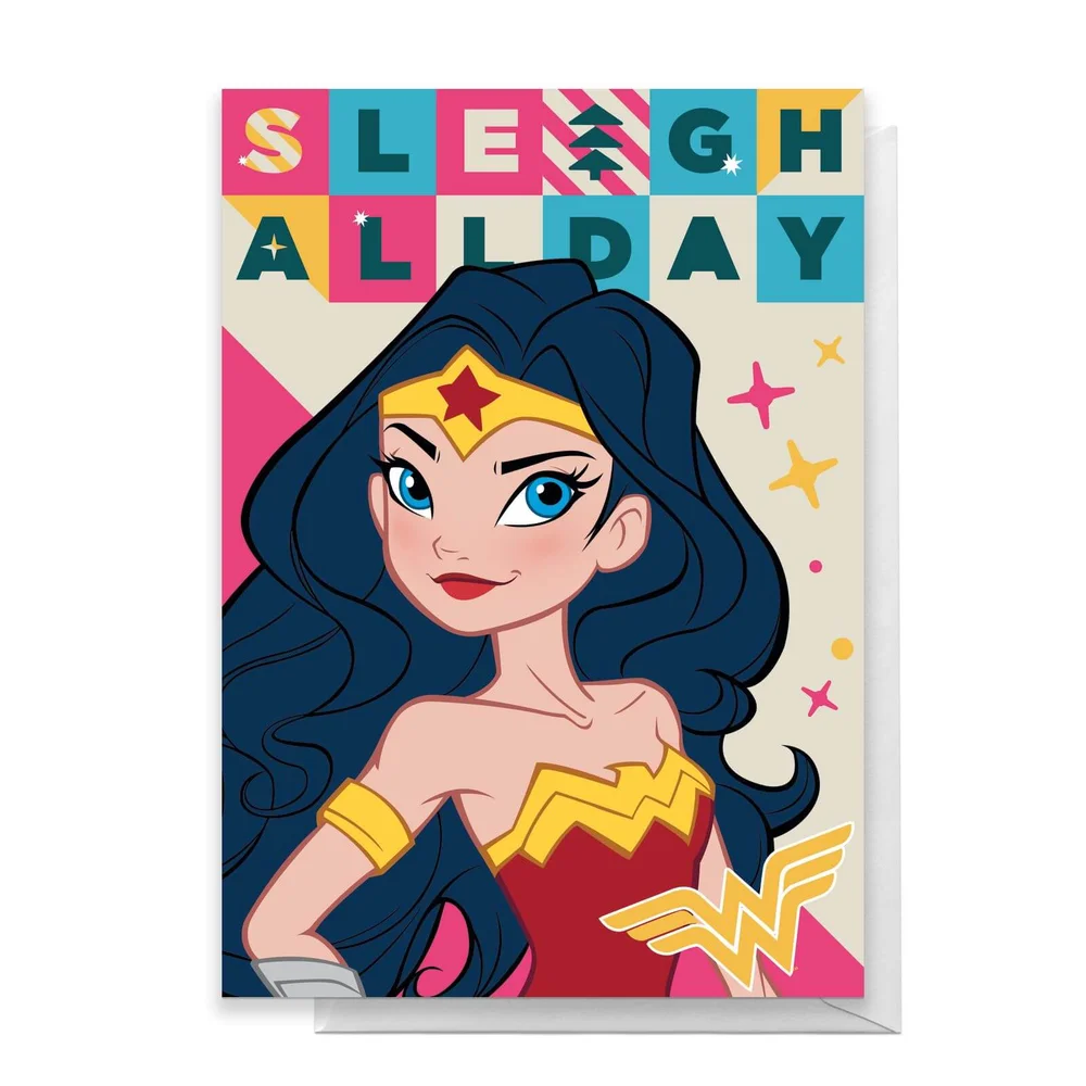 Wonder Woman Sleigh All Day Greetings Card - Standard Card Image 1