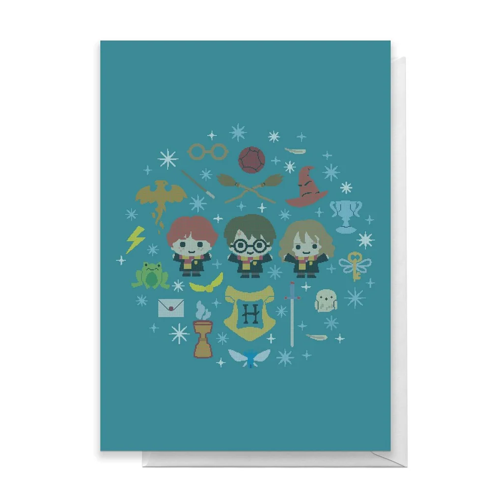 Harry Potter Trio Wreath Greetings Card - Standard Card Image 1
