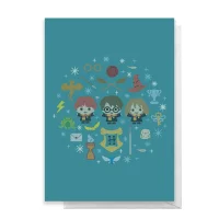 Harry Potter Trio Wreath Greetings Card - undefined undefined