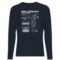 Back To The Future Delorean Schematic Unisex Long Sleeve T-Shirt - Navy - undefined undefined