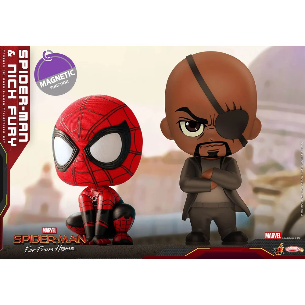 Hot Toys Cosbaby Marvel Spider-Man: Far From Home (Size S) - Spider-Man & Nick Fury (Set of 2) Image 1