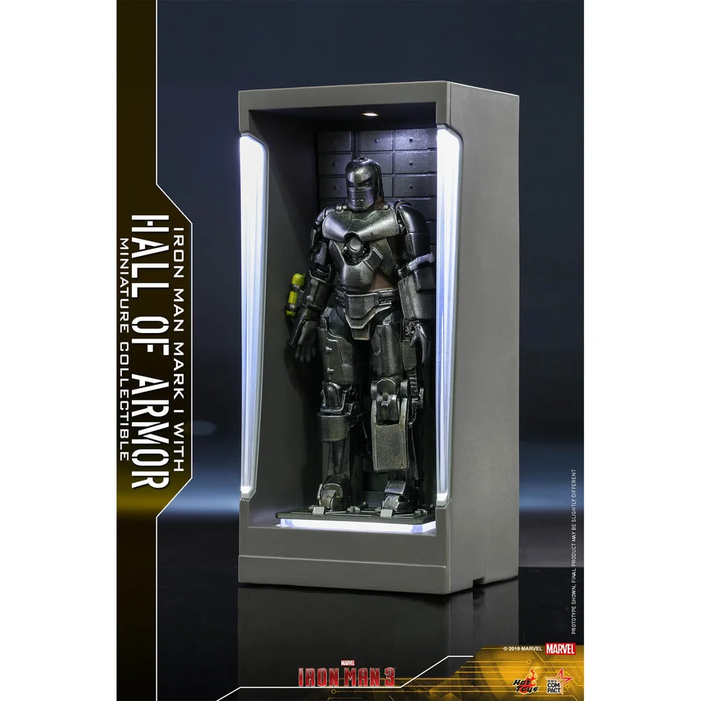 Hot Toys Marvel Miniature Figure: Iron Man 3 - Iron Man Mark 1 (with Hall of Armor) Image 1