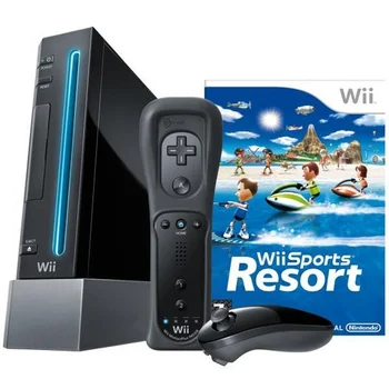 Black Nintendo Wii Console including Wii Sports + Wii Sports Resort (with Wii RemotePlus)