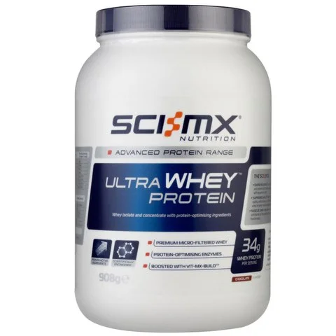 Sci-MX 100% Ultragen Whey Protein - 908g - Tub - Chocolate Image 1