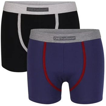 One True Saxon Men's Two Pack Boxers - Black/Navy