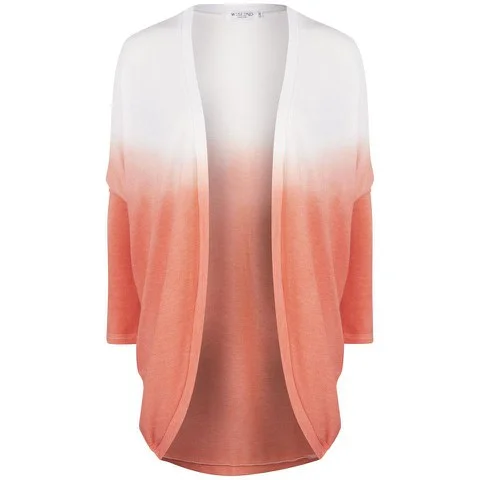 Moku Women's Dip Dye Knitted Jersey Cardigan - Coral/White - S-M - Coral/White Image 1