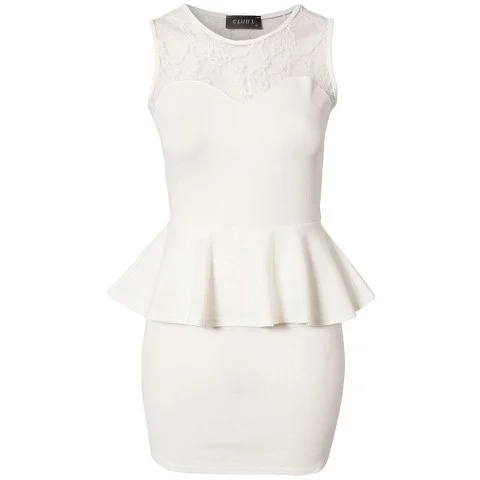 Club L Women's Candy Lace Peplum Dress - White - 6 - White Image 1