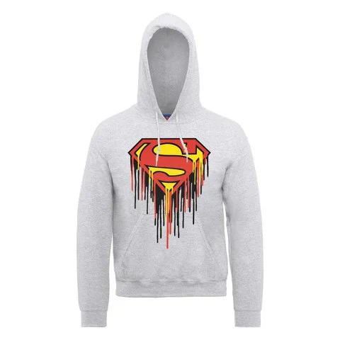 DC Comics Hoody Superman Drip Logo - Heather Grey - S - Grey Image 1