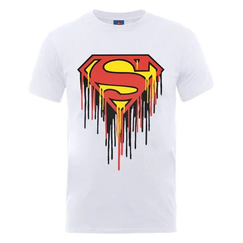 DC Comics Men's T-Shirt Superman Drip Logo - White - S - White Image 1