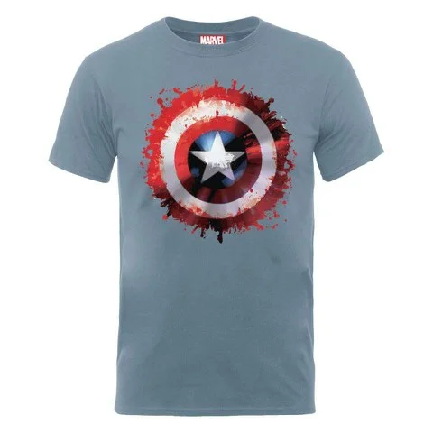 Marvel Avengers Assemble Captain America Art Shield Men's T-Shirt - Steel Blue