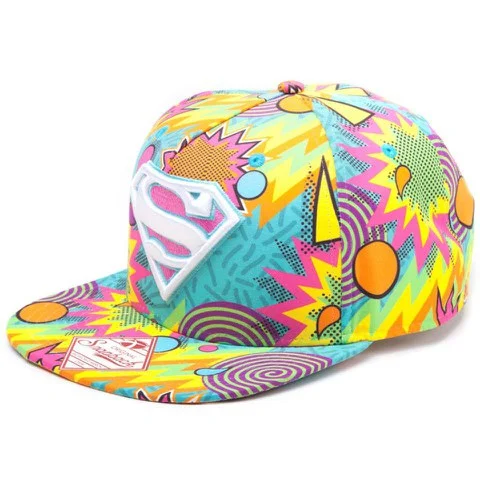 DC Comics Superman Snapback Psychedelic Kapow Sublimation Baseball Cap Image 1