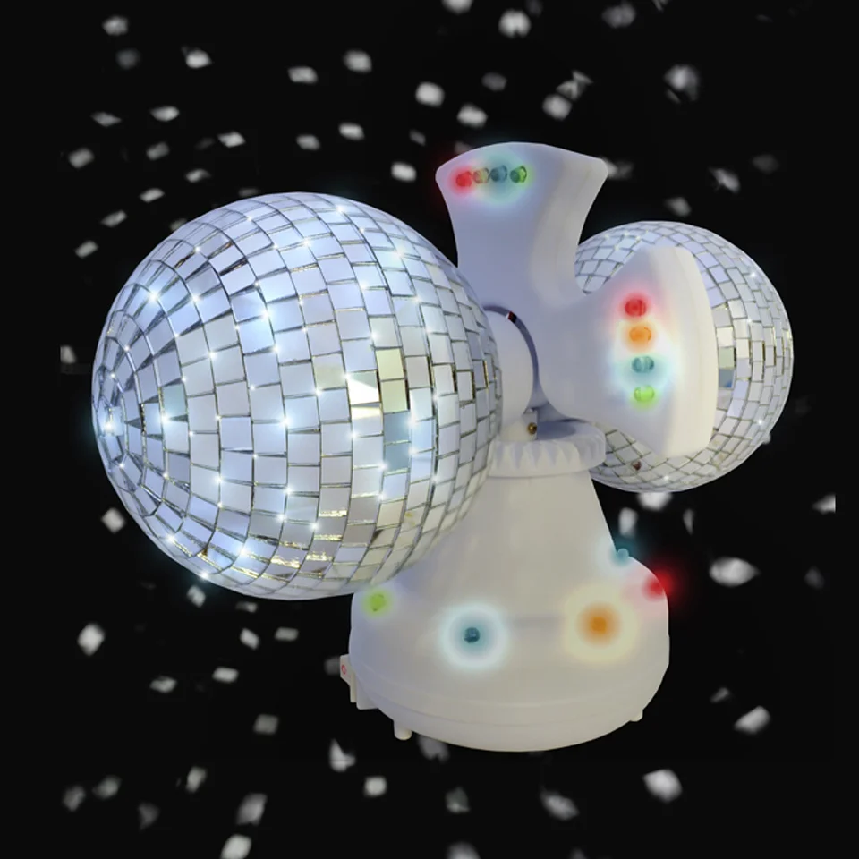 Twin Rotating LED Disco Ball - White Image 1