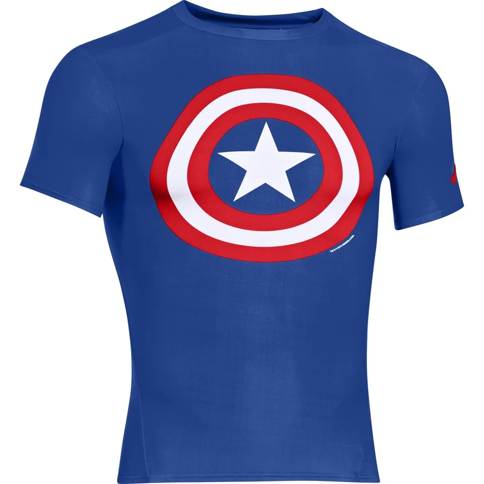 Under Armour Men's Transform Yourself Compression Top - Blue/White/Red - S - Blue/Red/White Image 1