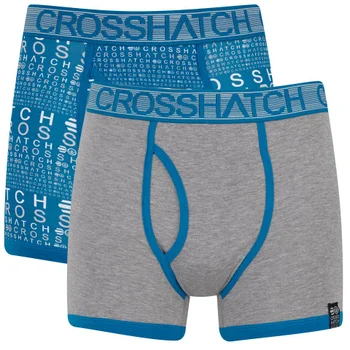 Crosshatch Men's Squint 2-Pack Boxer Shorts - Mykonos Blue/Grey Marl