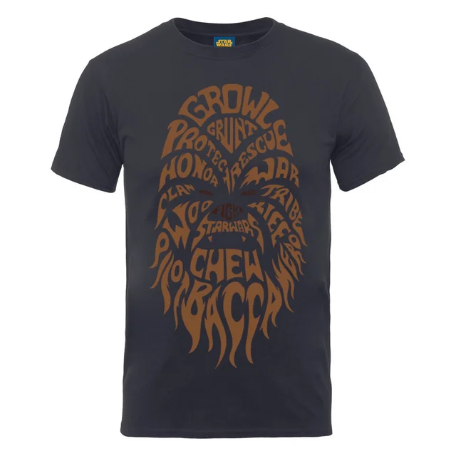 Star Wars Men's Chewbacca Text Head T-Shirt - Charcoal