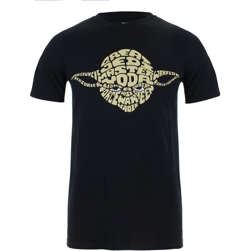 Star Wars Men's Yoda Text Head T-Shirt - Black - S - Black Image 1