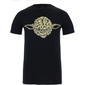 Star Wars Men's Yoda Text Head T-Shirt - Black