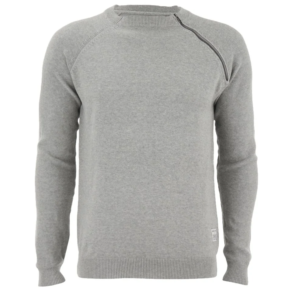 Jack & Jones Men's Core Bryan Crew Neck Jumper - Light Grey Melange - S - Grey Image 1