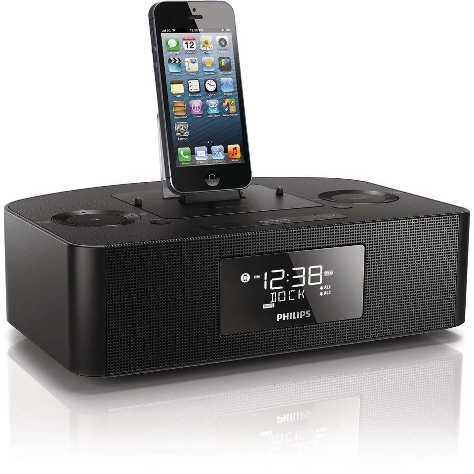 Philips AJ7050D/05 Lightening Connector Docking Station for iPod/iPhone/iPad - Black Image 1
