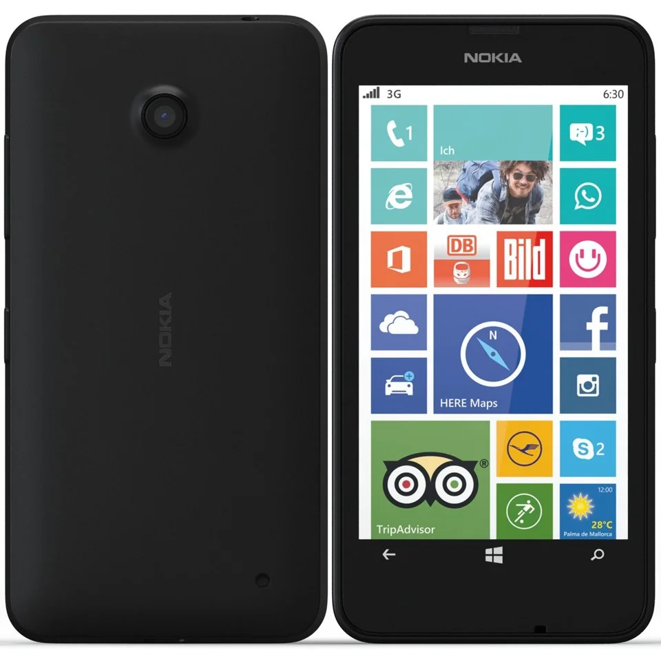 Nokia Lumia 630 4.5"" 8GB Sim Free Smartphone (3G, 5MP, Micro SDXC Slot, Windows Phone 8) - Black Image 1