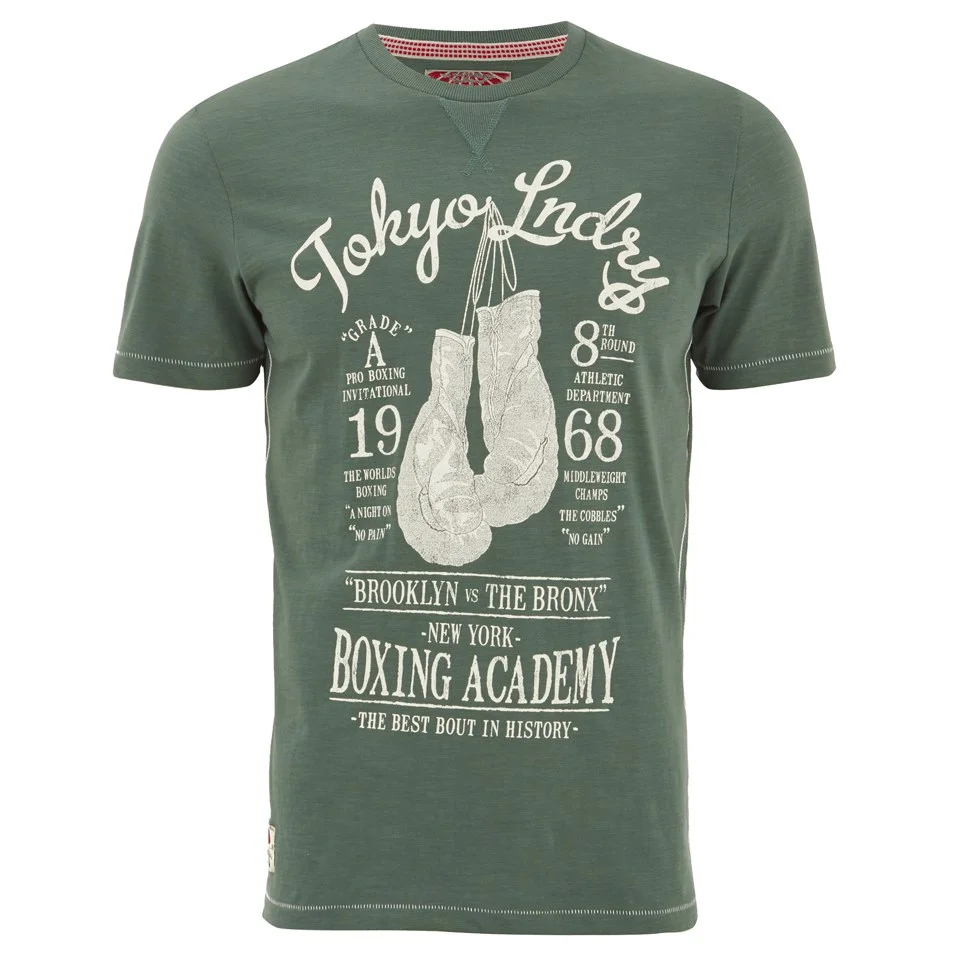 Tokyo Laundry Men's Boxing Print T-Shirt - Green - S - Green Image 1