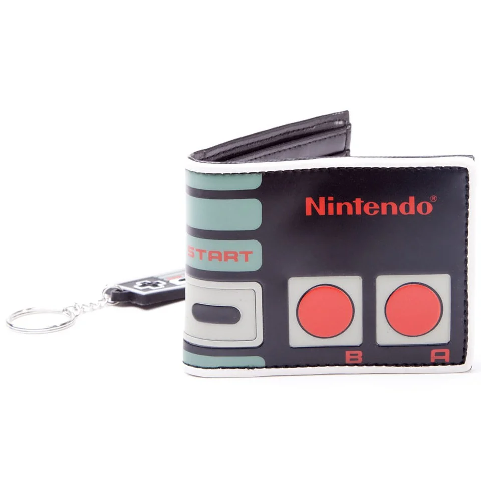 Nintendo Original NES Controller Bi-Fold Wallet and Rubber Keychain Gift Set Image 1