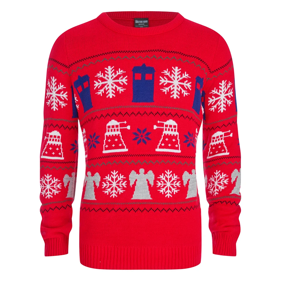 Doctor Who Dalek Snowflake Christmas Jumper - Red - S - Red Image 1