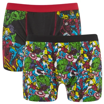 Marvel Men's 2 Pack All Over Print Boxers - Black