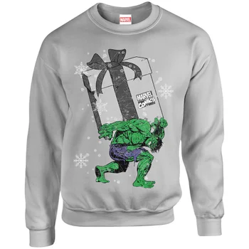 Marvel Comics Christmas Santa Hulk Sweatshirt - Heather Grey