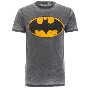 DC Comics Men's Batman Burnout T-Shirt - Charcoal/Grey