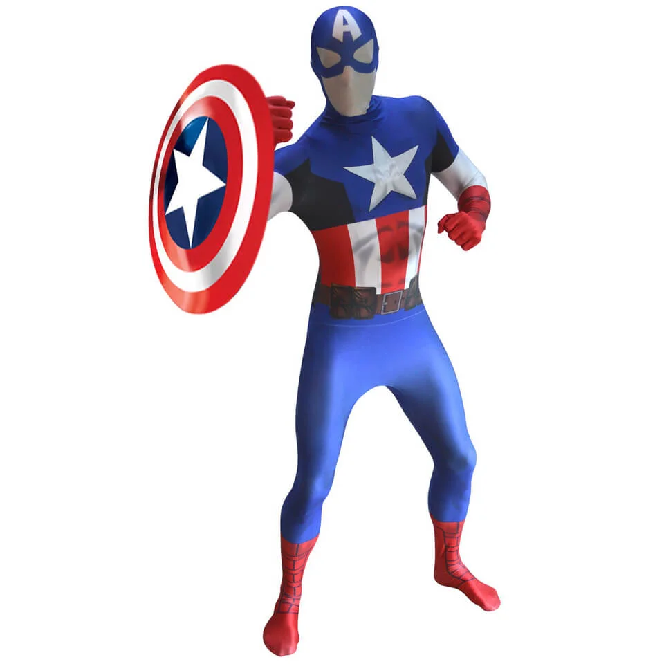 Morphsuit Adults' Deluxe Zapper Marvel Captain America - M - Blue Image 1