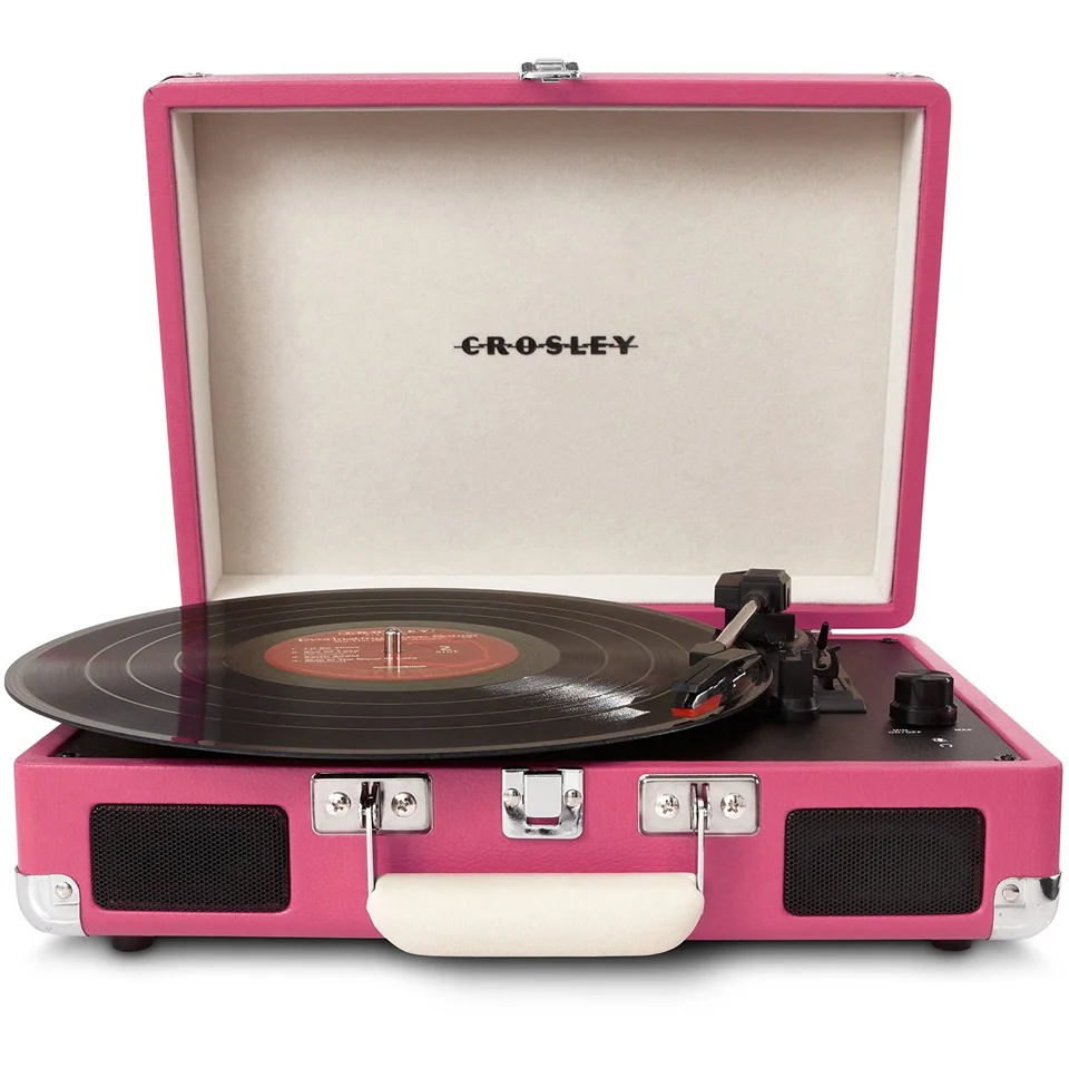 Crosley Cruiser Portable Turntable with Built-In Stereo Speakers - Pink Image 1