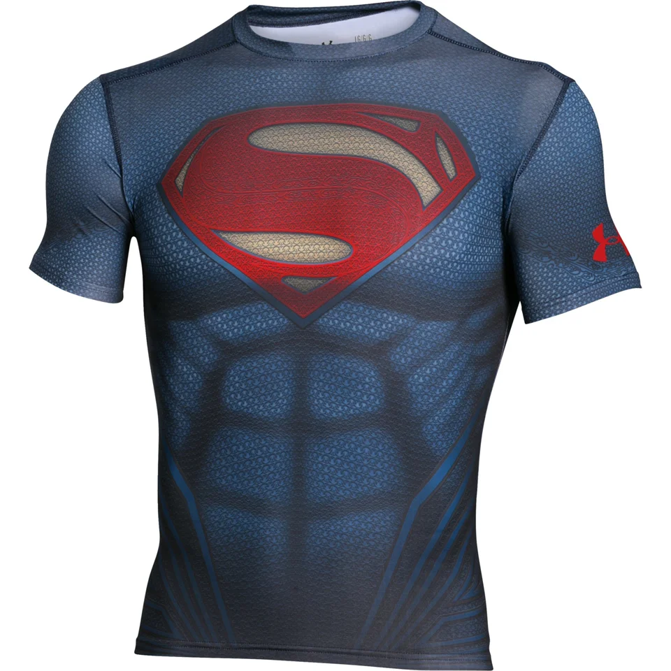 Under Armour Men's Transform Yourself Superman Compression Short Sleeve Shirt - Navy Blue - S - Blue Image 1