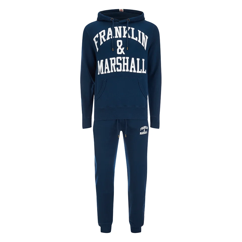 Franklin & Marshall Large Logo Hoody Tracksuit - Navy - S - Blue Image 1