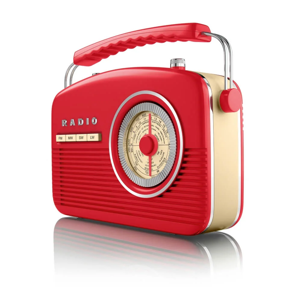 Akai Vintage 50s Style Portable Retro AM/FM Radio - Red Image 1
