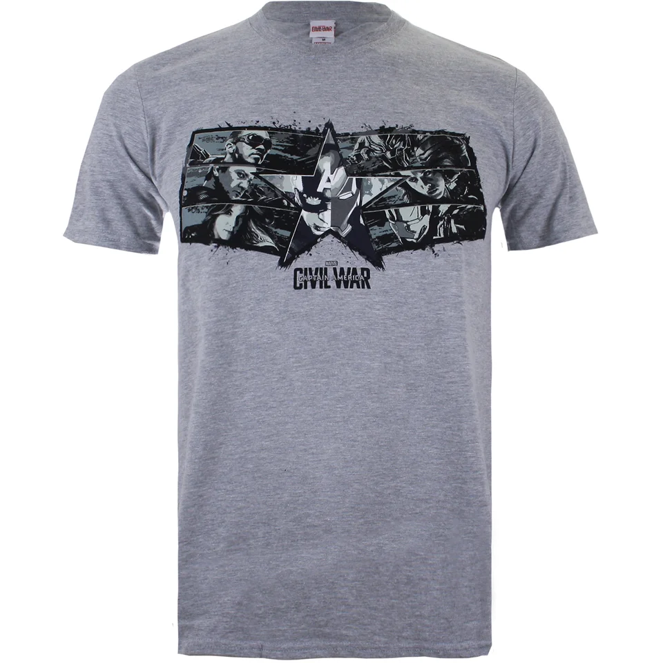 Marvel Men's Captain America Civil War Stars & Stripes T-Shirt - Sport Grey - S - Grey Image 1
