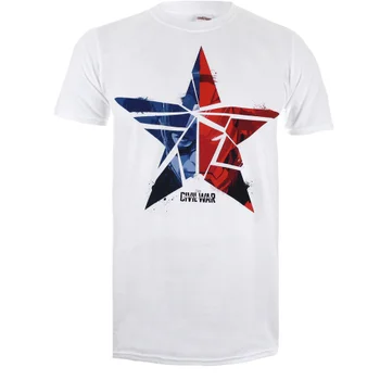 Marvel Men's Captain America Civil War Broken Star T-Shirt - White