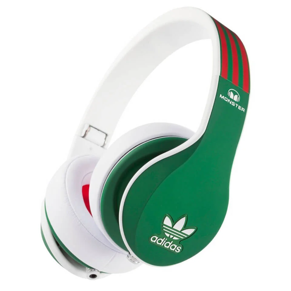 adidas Originals by Monster Headphones (3-Button Control Talk & Passive Noise Cancellation) - Green/Red/White Image 1