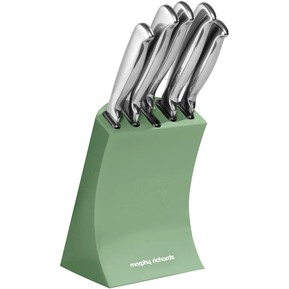 Morphy Richards 974802 5 Piece Knife Block Sage Green Image 1