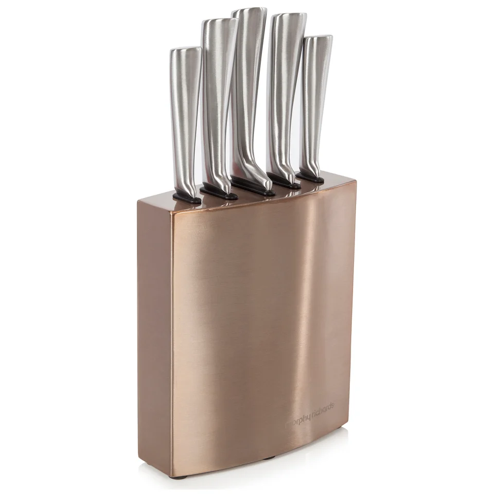 Morphy Richards 974817 5 Piece Knife Block - Copper Image 1