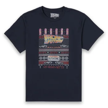 Back To The Future OUTATIME Men's Christmas T-Shirt - Navy