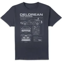 Back To The Future DeLorean Schematic T-Shirt - Navy