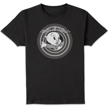 Looney Tunes That's All Folks Porky Pig Men's T-Shirt - Black