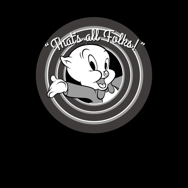 Looney Tunes That's All Folks Porky Pig Men's T-Shirt - Black