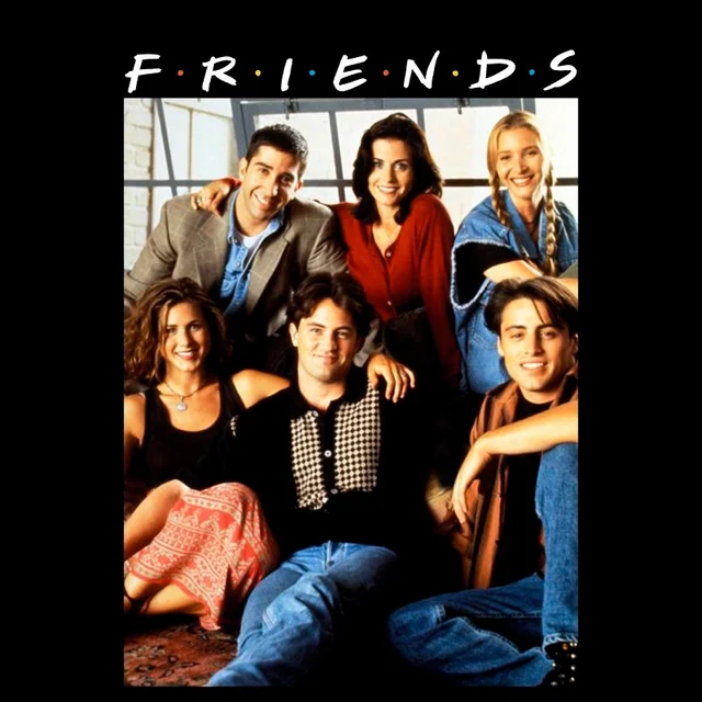 Friends Vintage Character Shot Men's T-Shirt - Black