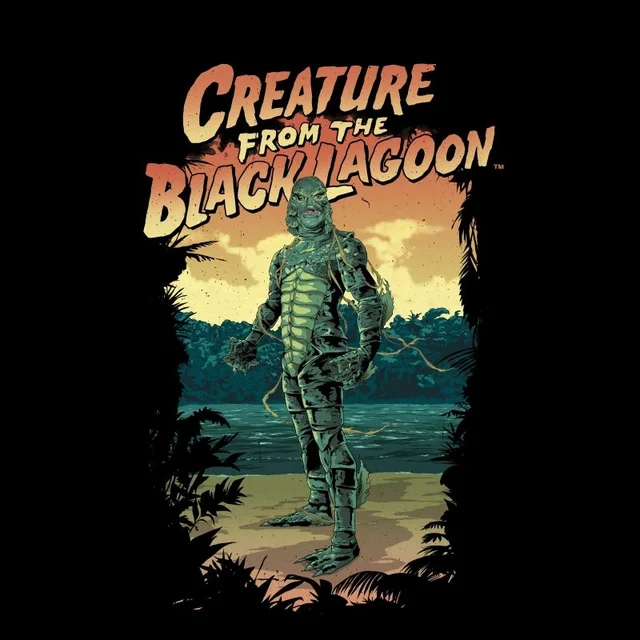 Universal Monsters Creature From The Black Lagoon Illustrated Men's T-Shirt - Black