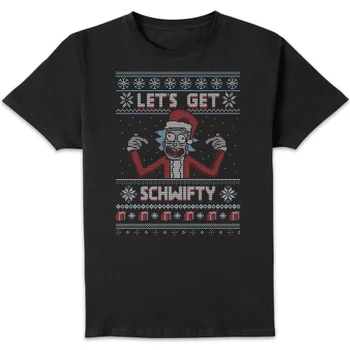 Rick and Morty Lets Get Schwifty Men's Christmas T-Shirt - Black