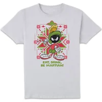 Looney Tunes Eat Drink Be Martian Men's Christmas T-Shirt - White - undefined undefined
