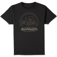 Harry Potter I'd Rather Stay At Hogwarts Men's Christmas T-Shirt - Black - undefined undefined