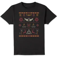Harry Potter Knit Men's Christmas T-Shirt - Black